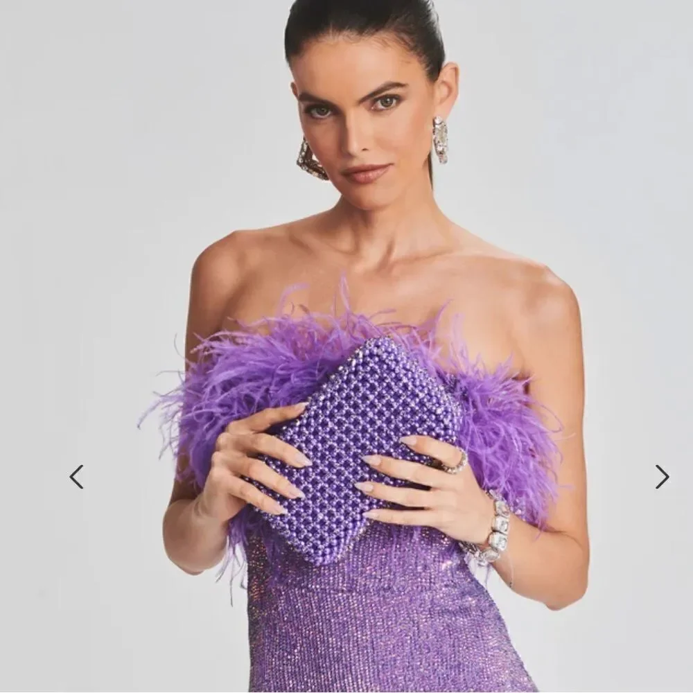 Retrofete Lydia Pearl Crystal bag clutch purple evening purse rhinestone event